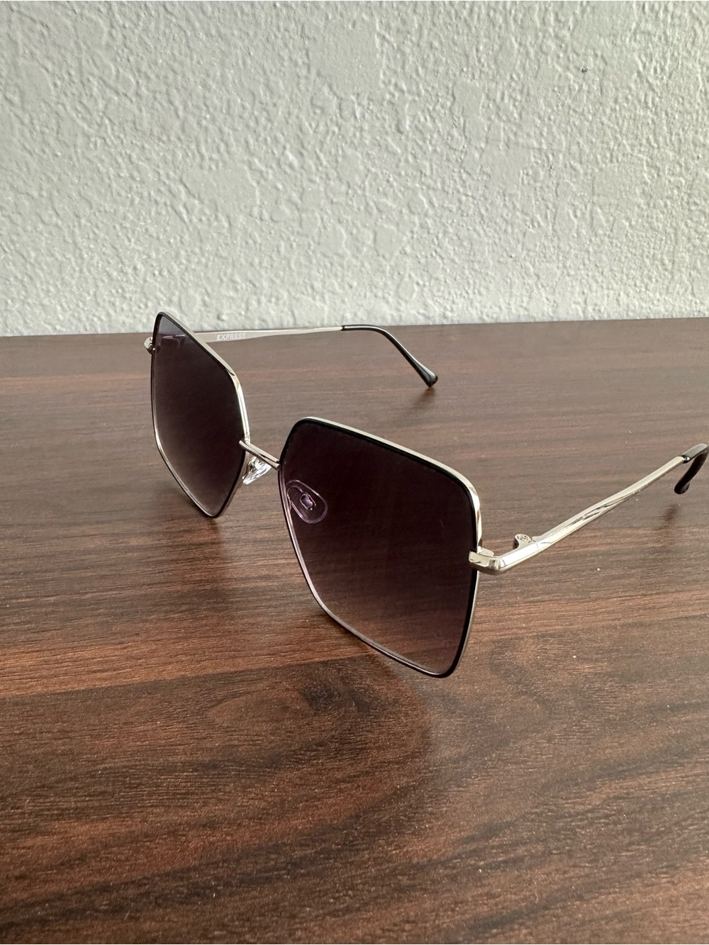 Express Silver Frame Sunglasses with Smoke Gradient Lenses
